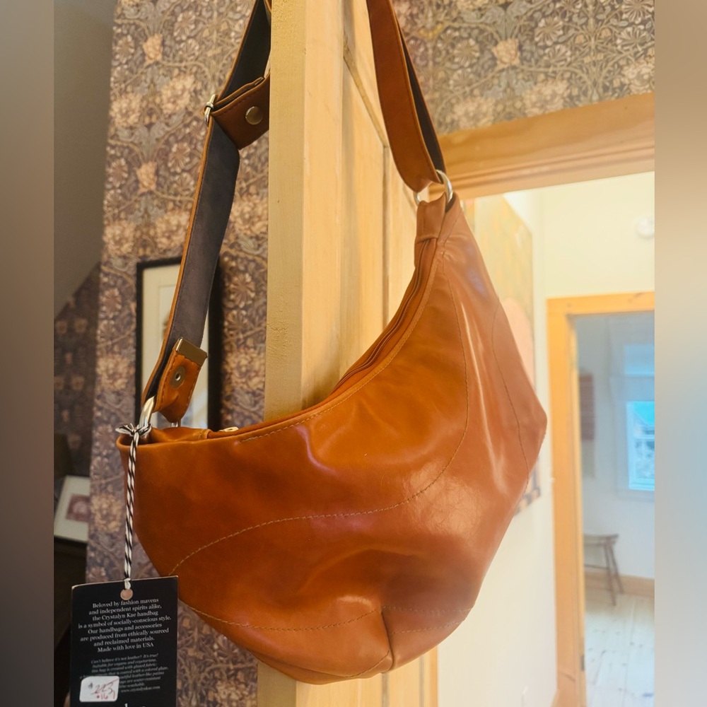 Brown Faux  Leather Shoulder Bag